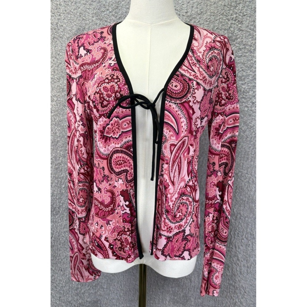 Vtg Y2K 90s Petite Sophisticate Pink Paisley Tie Front Top Fairycore Petite S